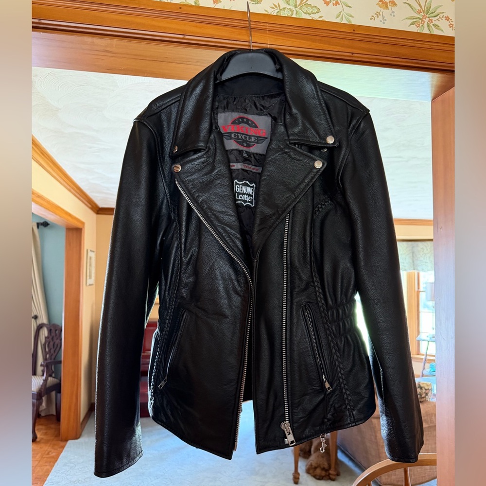 Genuine Leather Black Motorcycle Jacket - Women's